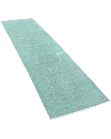 Overdye 2' 7" X 9' 4" Hand Knotted Wool Rug 2' 7" X 9' 4" (79 X 284) / Green / Wool