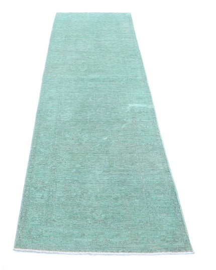 Overdye 2' 7" X 9' 4" Hand Knotted Wool Rug 2' 7" X 9' 4" (79 X 284) / Green / Wool