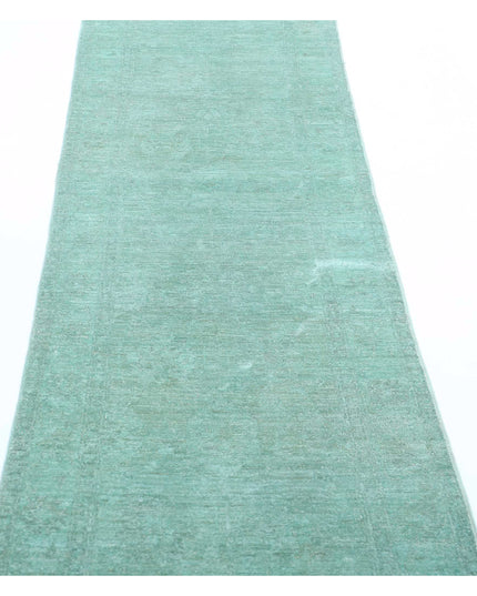 Overdye 2' 7" X 9' 4" Hand Knotted Wool Rug 2' 7" X 9' 4" (79 X 284) / Green / Wool