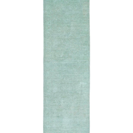 Overdye 2' 7" X 9' 4" Hand Knotted Wool Rug 2' 7" X 9' 4" (79 X 284) / Green / Wool