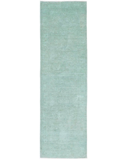 Overdye 2' 7" X 9' 4" Hand Knotted Wool Rug 2' 7" X 9' 4" (79 X 284) / Green / Wool