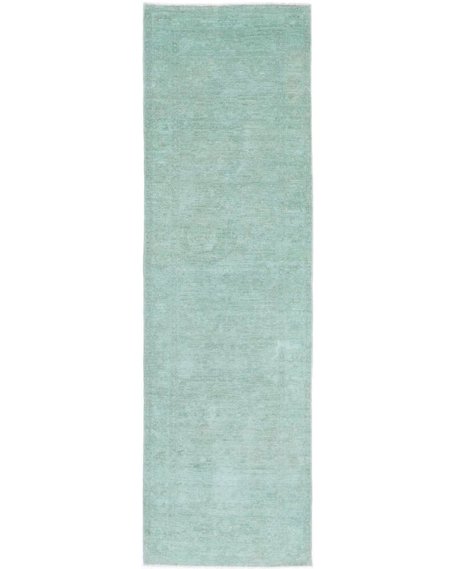 Overdye 2' 7" X 9' 4" Hand Knotted Wool Rug 2' 7" X 9' 4" (79 X 284) / Green / Wool