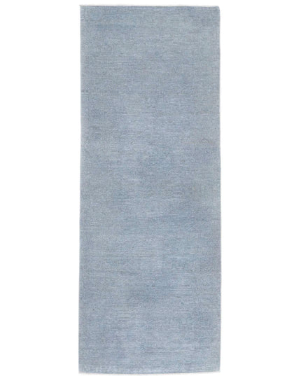 Overdye 2' 8" X 7' 7" Hand Knotted Wool Rug 2' 8" X 7' 7" (81 X 231) / Grey / Wool