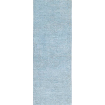 Overdye 2' 7" X 9' 3" Hand Knotted Wool Rug 2' 7" X 9' 3" (79 X 282) / Blue / Wool