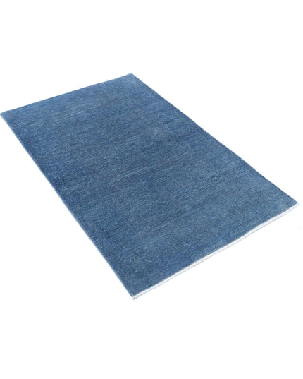 Overdye 3' 1" X 4' 9" Hand Knotted Wool Rug 3' 1" X 4' 9" (94 X 145) / Blue / Wool