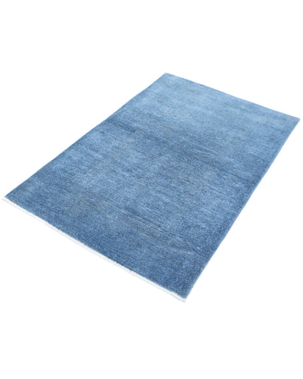 Overdye 3' 1" X 4' 9" Hand Knotted Wool Rug 3' 1" X 4' 9" (94 X 145) / Blue / Wool