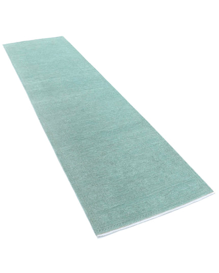 Overdye 2' 8" X 9' 3" Hand Knotted Wool Rug 2' 8" X 9' 3" (81 X 282) / Green / Wool