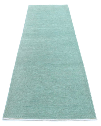 Overdye 2' 8" X 9' 3" Hand Knotted Wool Rug 2' 8" X 9' 3" (81 X 282) / Green / Wool