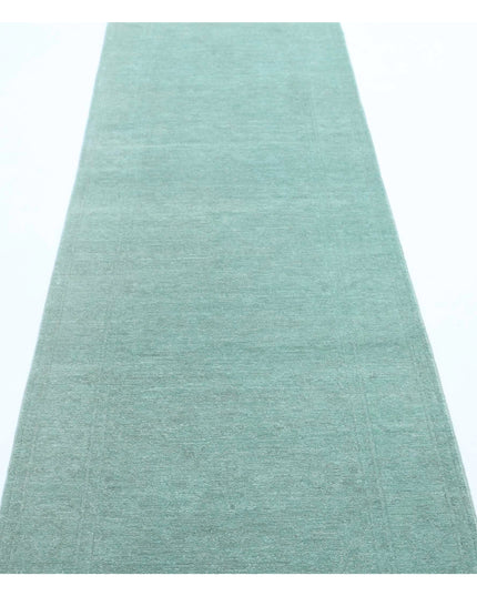 Overdye 2' 8" X 9' 3" Hand Knotted Wool Rug 2' 8" X 9' 3" (81 X 282) / Green / Wool