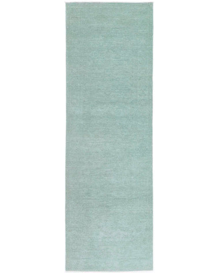Overdye 2' 8" X 9' 3" Hand Knotted Wool Rug 2' 8" X 9' 3" (81 X 282) / Green / Wool