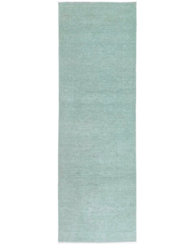 Overdye 2' 8" X 9' 3" Hand Knotted Wool Rug 2' 8" X 9' 3" (81 X 282) / Green / Wool