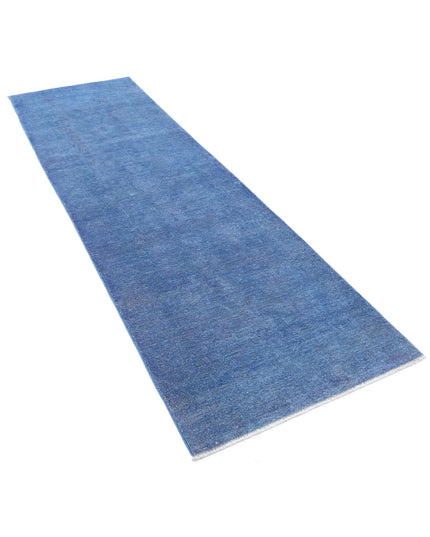 Overdye 2' 11" X 9' 2" Hand Knotted Wool Rug 2' 11" X 9' 2" (89 X 280) / Blue / Wool