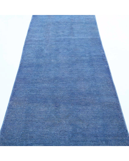 Overdye 2' 11" X 9' 2" Hand Knotted Wool Rug 2' 11" X 9' 2" (89 X 280) / Blue / Wool