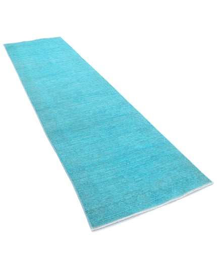 Overdye 2' 10" X 10' 2" Hand Knotted Wool Rug 2' 10" X 10' 2" (86 X 310) / Teal / Wool