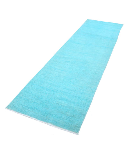 Overdye 2' 10" X 10' 2" Hand Knotted Wool Rug 2' 10" X 10' 2" (86 X 310) / Teal / Wool
