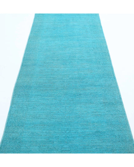 Overdye 2' 10" X 10' 2" Hand Knotted Wool Rug 2' 10" X 10' 2" (86 X 310) / Teal / Wool