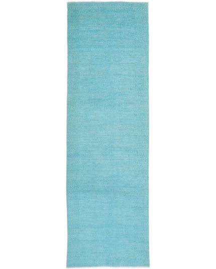 Overdye 2' 10" X 10' 2" Hand Knotted Wool Rug 2' 10" X 10' 2" (86 X 310) / Teal / Wool