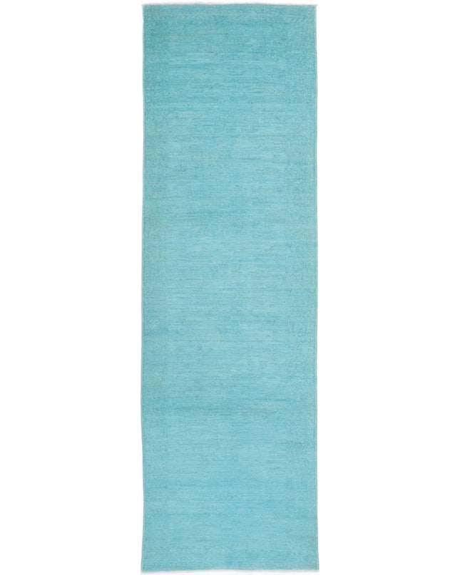Overdye 2' 10" X 10' 2" Hand Knotted Wool Rug 2' 10" X 10' 2" (86 X 310) / Teal / Wool