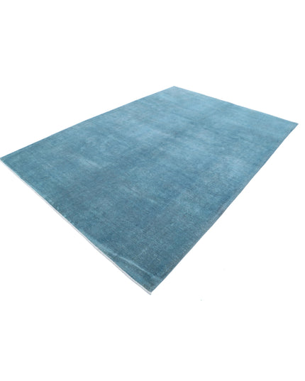 Overdye 6' 10" X 9' 10" Hand Knotted Wool Rug 6' 10" X 9' 10" (208 X 300) / Teal / Wool