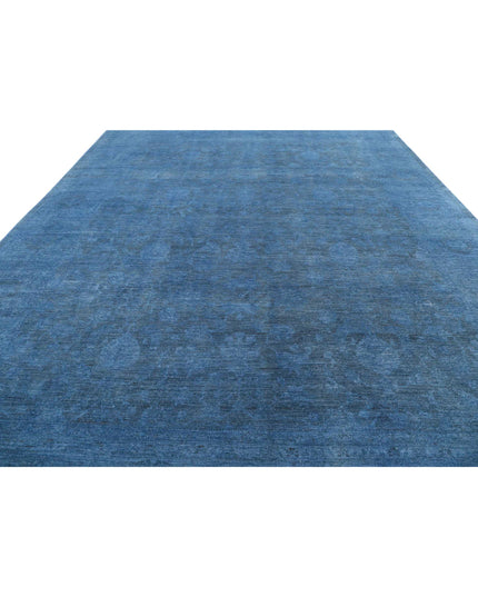 Overdye 11' 8" X 14' 7" Hand Knotted Wool Rug 11' 8" X 14' 7" (356 X 444) / Blue / Wool