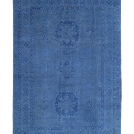 Overdye 7' 6" X 10' 10" Hand Knotted Wool Rug 7' 6" X 10' 10" (229 X 330) / Blue / Wool