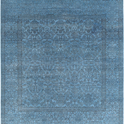 Overdye 7' 9" X 8' 5" Hand Knotted Wool Rug 7' 9" X 8' 5" (236 X 257) / Blue / Wool
