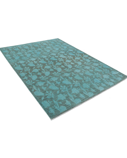 Overdye 6' 1" X 8' 4" Hand Knotted Wool Rug 6' 1" X 8' 4" (185 X 254) / Green / Wool