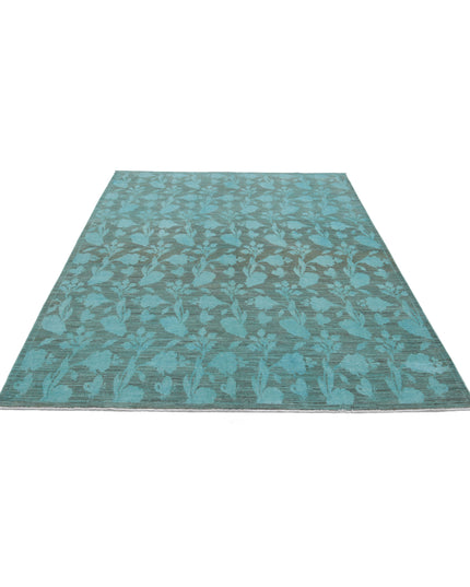 Overdye 6' 1" X 8' 4" Hand Knotted Wool Rug 6' 1" X 8' 4" (185 X 254) / Green / Wool