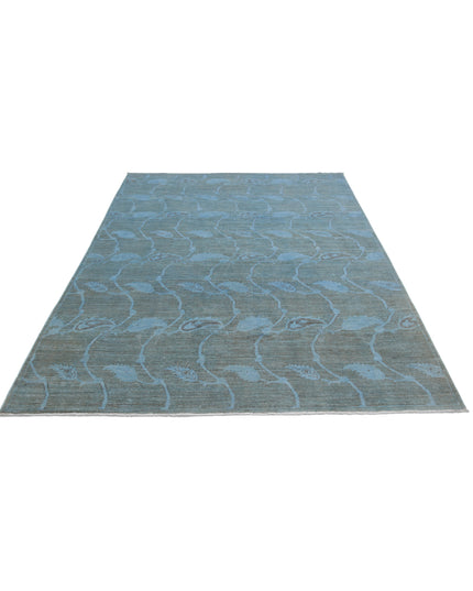 Overdye 5' 11" X 8' 2" Hand Knotted Wool Rug 5' 11" X 8' 2" (180 X 249) / Blue / Wool