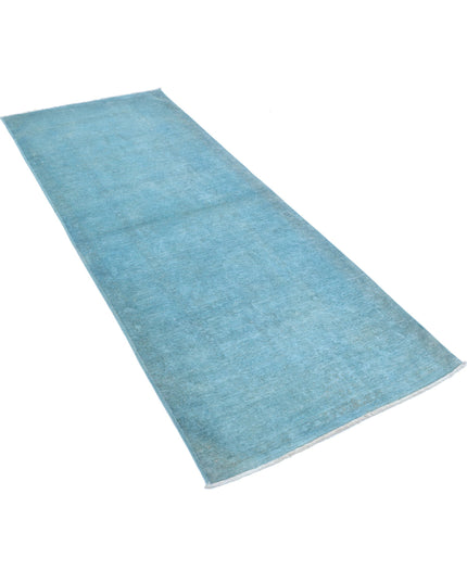 Overdye 3' 0" X 7' 9" Hand Knotted Wool Rug 3' 0" X 7' 9" (91 X 236) / Teal / Wool