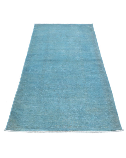 Overdye 3' 0" X 7' 9" Hand Knotted Wool Rug 3' 0" X 7' 9" (91 X 236) / Teal / Wool
