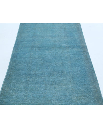 Overdye 3' 0" X 7' 9" Hand Knotted Wool Rug 3' 0" X 7' 9" (91 X 236) / Teal / Wool