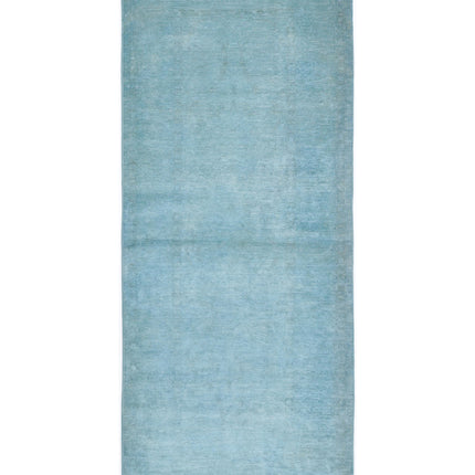 Overdye 3' 0" X 7' 9" Hand Knotted Wool Rug 3' 0" X 7' 9" (91 X 236) / Teal / Wool