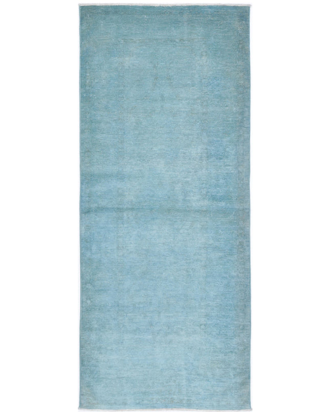 Overdye 3' 0" X 7' 9" Hand Knotted Wool Rug 3' 0" X 7' 9" (91 X 236) / Teal / Wool