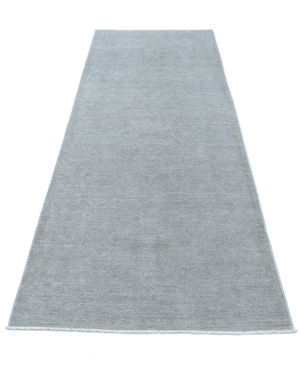 Overdye 3' 1" X 9' 6" Hand Knotted Wool Rug 3' 1" X 9' 6" (94 X 290) / Grey / Wool