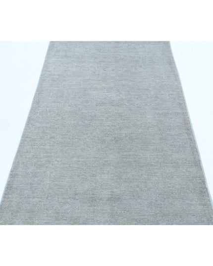 Overdye 3' 1" X 9' 6" Hand Knotted Wool Rug 3' 1" X 9' 6" (94 X 290) / Grey / Wool