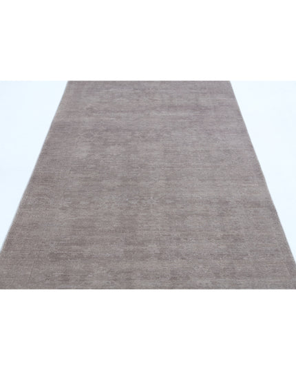 Overdye 4' 0" X 10' 10" Hand Knotted Wool Rug 4' 0" X 10' 10" (122 X 330) / Grey / Wool