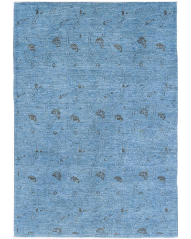 Overdye 5' 0" X 7' 3" Hand Knotted Wool Rug 5' 0" X 7' 3" (152 X 221) / Blue / Wool