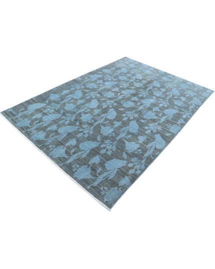 Overdye 5' 4" X 7' 8" Hand Knotted Wool Rug 5' 4" X 7' 8" (162 X 234) / Blue / Wool