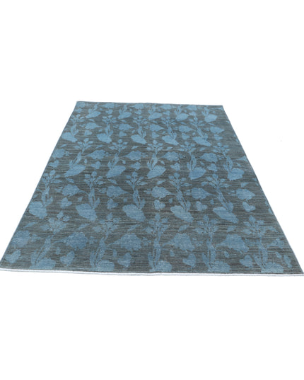 Overdye 5' 4" X 7' 8" Hand Knotted Wool Rug 5' 4" X 7' 8" (162 X 234) / Blue / Wool