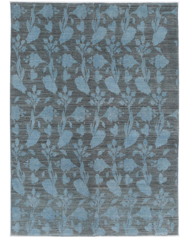 Overdye 5' 4" X 7' 8" Hand Knotted Wool Rug 5' 4" X 7' 8" (162 X 234) / Blue / Wool