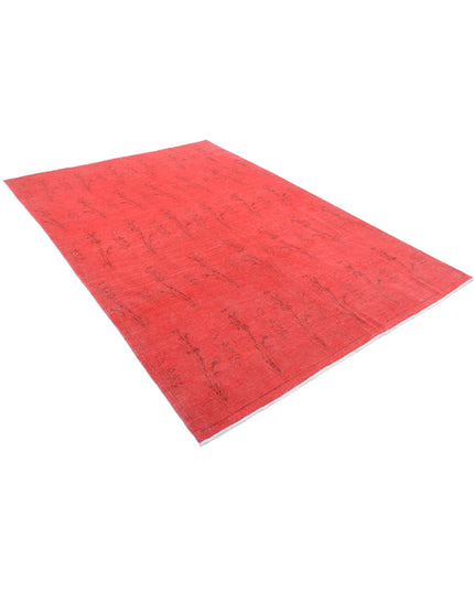 Overdye 5' 11" X 8' 8" Hand Knotted Wool Rug 5' 11" X 8' 8" (180 X 264) / Red / Wool