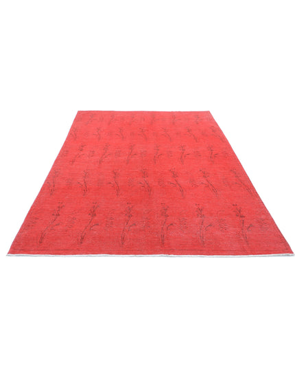 Overdye 5' 11" X 8' 8" Hand Knotted Wool Rug 5' 11" X 8' 8" (180 X 264) / Red / Wool