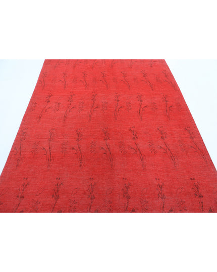 Overdye 5' 11" X 8' 8" Hand Knotted Wool Rug 5' 11" X 8' 8" (180 X 264) / Red / Wool