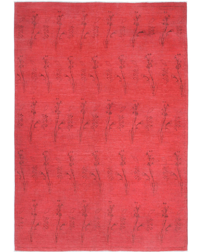 Overdye 5' 11" X 8' 8" Hand Knotted Wool Rug 5' 11" X 8' 8" (180 X 264) / Red / Wool