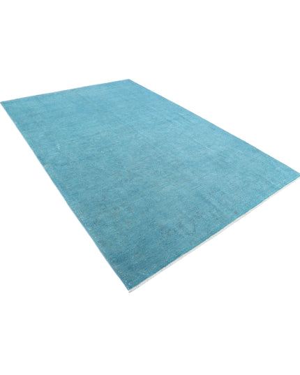 Overdye 6' 9" X 9' 9" Hand Knotted Wool Rug 6' 9" X 9' 9" (206 X 297) / Teal / Wool