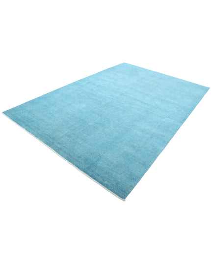 Overdye 6' 9" X 9' 9" Hand Knotted Wool Rug 6' 9" X 9' 9" (206 X 297) / Teal / Wool