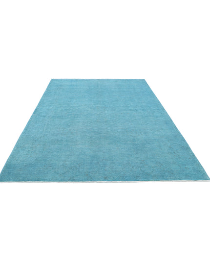 Overdye 6' 9" X 9' 9" Hand Knotted Wool Rug 6' 9" X 9' 9" (206 X 297) / Teal / Wool