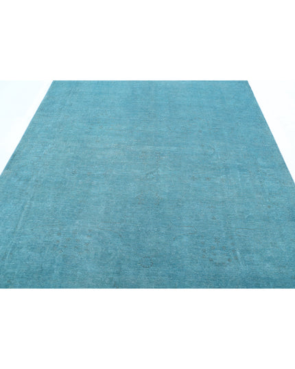 Overdye 6' 9" X 9' 9" Hand Knotted Wool Rug 6' 9" X 9' 9" (206 X 297) / Teal / Wool