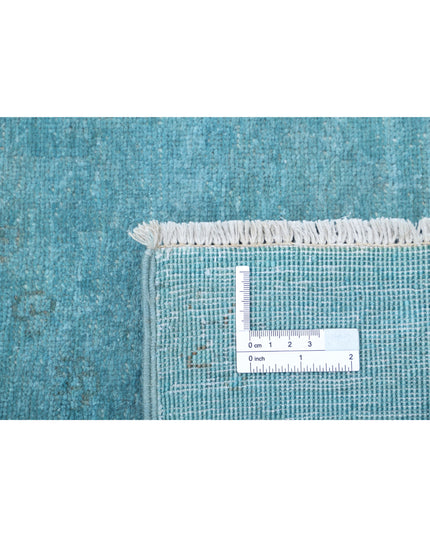 Overdye 6' 9" X 9' 9" Hand Knotted Wool Rug 6' 9" X 9' 9" (206 X 297) / Teal / Wool